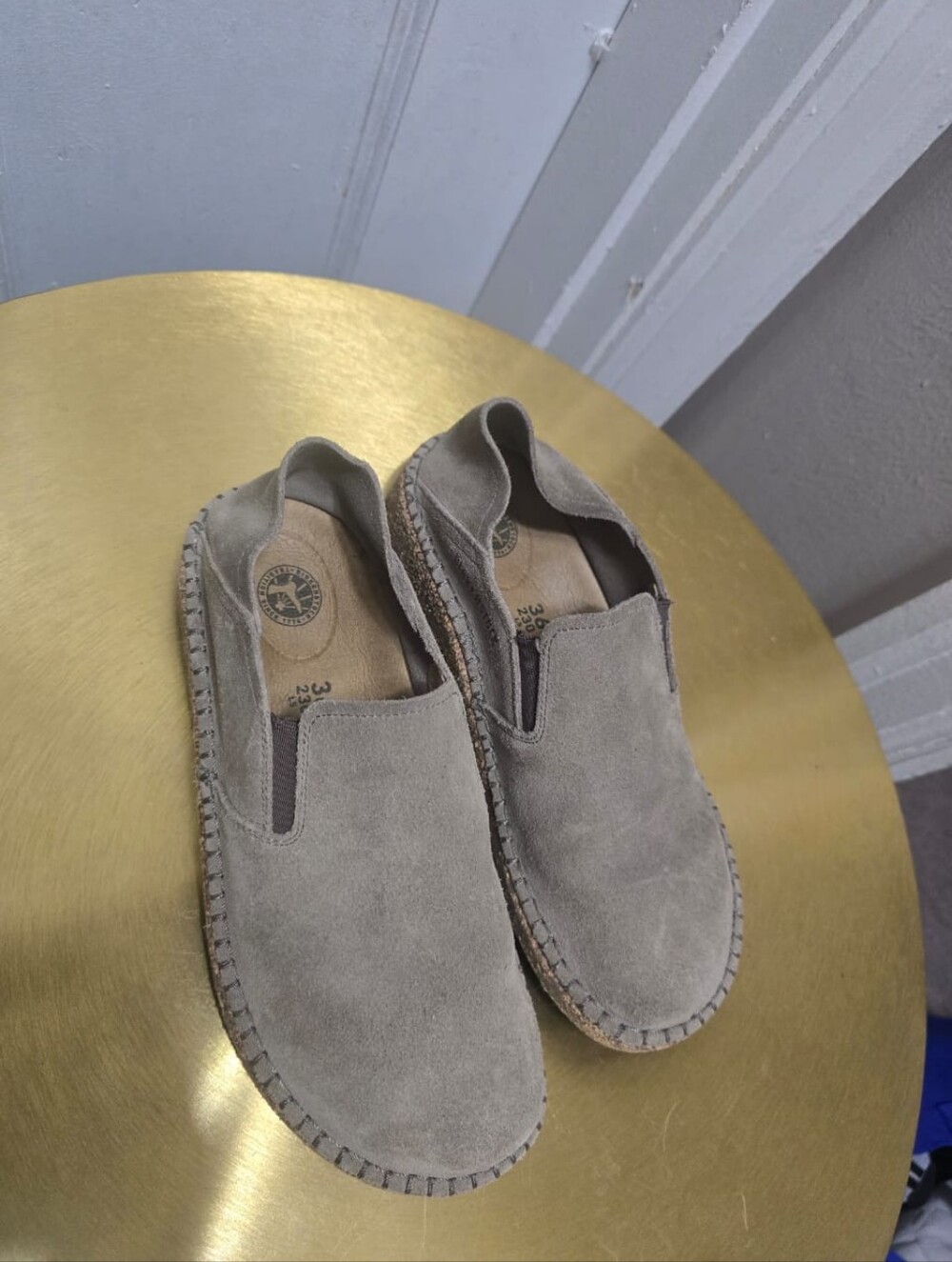 Birkenstock Callan Tan / Gray Taupe Suede Leather Shoes Sz 36 / L5 - Picture 3 of 10